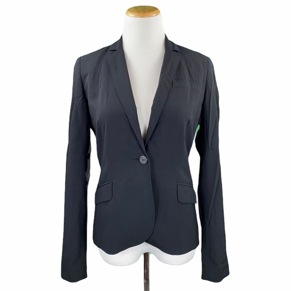 J. Crew Black Virgin Wool Single Button Blazer